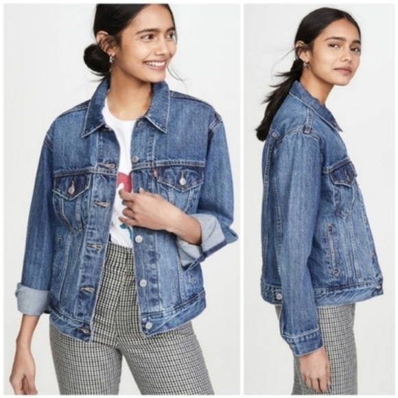 Levi's Ex-Boyfriend Trucker Jacket Denim Jean Coat 90s 80s Y2K - Picture 2 of 10